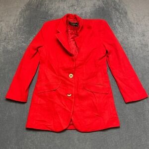 VTG Harris Wallace Blazer Jacket Womens 36R Red Long Sleeve Notch Lapel